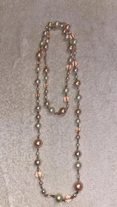 48" Pink Beaded Necklace Long Strand Glass Beads Y2K Style Vintage  - Picture 1 of 2