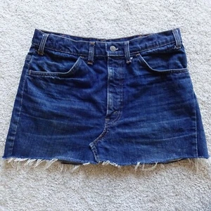 Vintage Levis 646 Denim Jeans Mini Skirt Made From Cutoffs Shorts Size 31" Waist - Picture 1 of 12