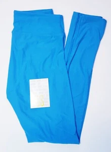 LuLaRoe OS Leggings AZURE BLUE Dodger Solid Color One Size (Fits Size 2-10) NWT - Picture 1 of 7