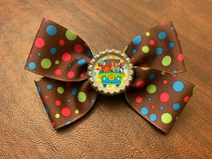 Scooby-Doo Polka Dot Bottle Cap 4.5-Inch Girls Hair Bow - Picture 1 of 10