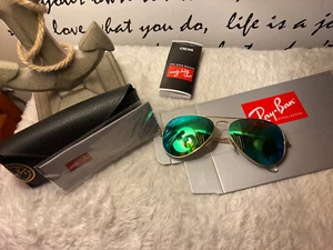 Gafas de sol Ray-Ban Aviator 100 % auténticas verdes espejadas con estuche - Imagen 1 de 7