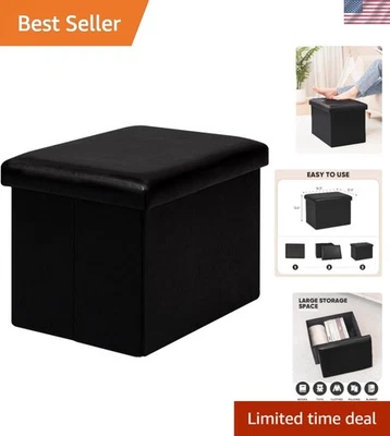 Multi-Functional Faux Leather Ottoman - Space-Saving Stool & Storage 16.5” - Image 1 of 4