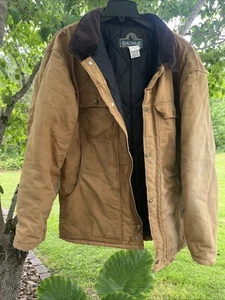 CAPPOTTO BERCOWEAR WORK Chore Uomo Tan XL Berna Trapuntato Qualche Sbiadimento Qualche Macchia - Foto 1 di 10
