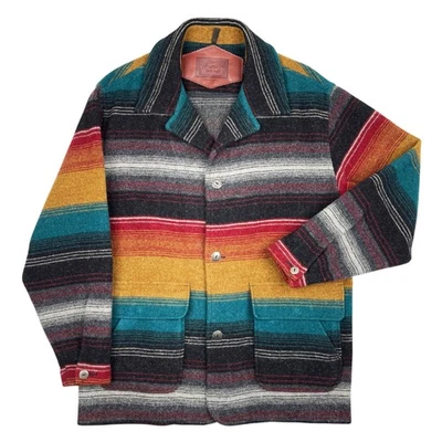 Vintage Woolrich Southwestern Coat • Striped Wool Jacket Blanket • Men's Large - Image 1 of 4