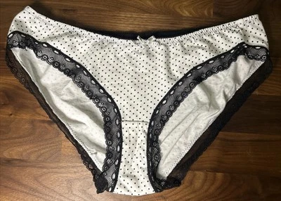 Трусики бикини Affinitas размер L черные белые в горошек кружевные сексуальный бант - Изображение 1 из 4