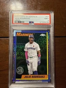 2025 Topps Series 1 Julio Rodriguez 1990 35th Chrome Mojo Green 21/99 PSA Mint9 - Picture 1 of 7