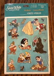 Vintage Expressions Hallmark Walt Disney’s Disney Schneewittchen Aufkleber Neu aus altem Lagerbestand 4 Blatt - Bild 1 von 3