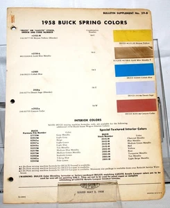 1958 Buick DuPont Paint Chip Set w/ Coral Reef Update & Spring Colors #617 - Picture 1 of 3