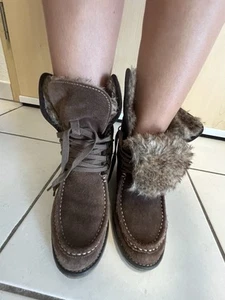 Getragene Keilabsatz Stiefeletten Mit Plüsch/ Fellfütterung - Bild 1 von 6