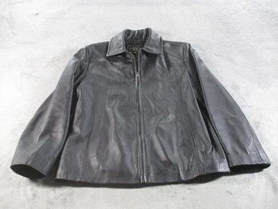 Chaqueta W New York by Winlit para mujer XL negra de cuero genuino con cremallera forrada con cuello Foto 1 de 4