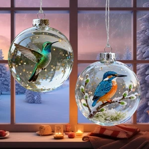 Colibrí Navidad Bola Adorno 3D Transparente Artificial Decoración Hogar Pájaro habitual - Imagen 1 de 14