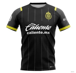 Camiseta personalizada LIGA MX Chivas Guadalajara 2025 fútbol negra con ribete amarillo - Imagen 1 de 6