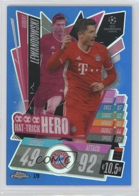 2020-21 Chrome Match Attax UCL Hat-Trick Hero Blue Refractor Robert Lewandowski - Image 1 of 2