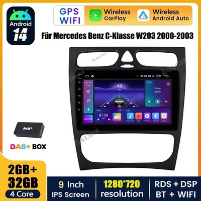DAB+ 2+32GB Autoradio 14 Autoradio GPS Für Mercedes-Benz C Klasse W203 C180 C220 - Bild 1 von 4