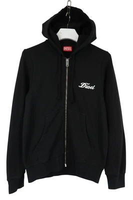 Sudadera con Capucha DIESEL Para Mujer PEQUEÑA Negra Cremallera Completa Cordón Algodón Puro Reparado Foto 1 de 4