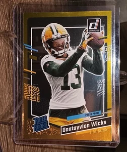2023 Panini Donruss Rated Rookie Gold /50 Dontayvion Wicks RC Press Proof Ssp - Picture 1 of 3