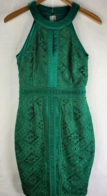 Vestido Anthropologie Adelyn Rae S Pequeño Verde Encaje Cremallera Espalda Corredora Fiesta  Foto 1 de 4
