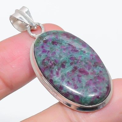 Natural Ruby Fuchsite Gemstone 925 Sterling Silver Jewelry Pendant 1.97" Gift g5 - Image 1 of 4