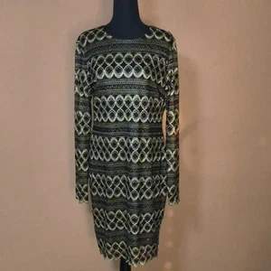 Cato schwarz und gold geometrisches Spitzen Langarm Kleid Neu mit Etikett XL Junior - Bild 1 von 9