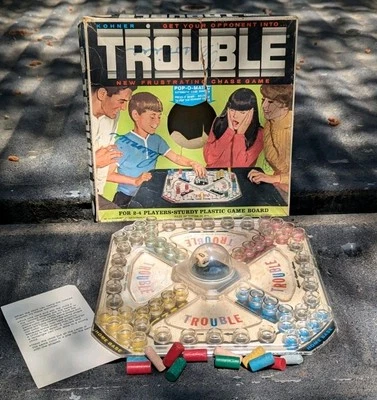 Vintage 1964 Trouble Board Game Kohner Bros. POP-O-MATIC Family Parts Missing - Image 1 of 4
