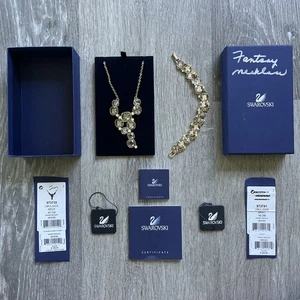 RAR Swarovski Fantasy Clear Crystal 973739 Y Halskette & 973742 Armband GOLD - Bild 1 von 22