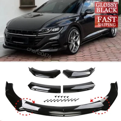 For Volkswagen Arteon Front Bumper Lip Spoiler Splitter Body Kit Glossy Black - Image 1 of 4