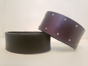 (2) Black Leather Cuff Bracelets With Snaps Upcycled Jewelry