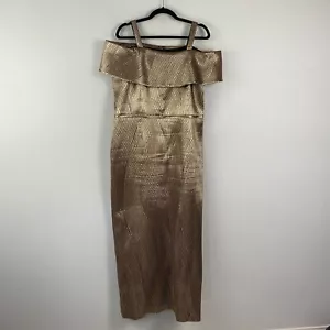 Rickie Freeman Terri Jon Gown Size 18 Gold Formal Wedding - Picture 1 of 10