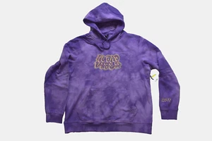 Neff Mens No Bad Vibes Purple Dye Wash Fleece Hoodie NWT Medium - Picture 1 of 5