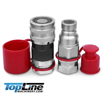 TOPLINE TL53 3/4" SAE Thread Flat Face High Flow Hydraulic Quick Connect Coupler Set Cap