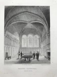 Bristol Cathedral Chapter House di Garland & Winkles stampa originale 1838 - Foto 1 di 2