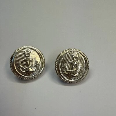 2 Metall Knöpfe, Knopf, SILBER, Anker, maritim, vintage, innen hohl, 23 mm - Bild 1 von 2