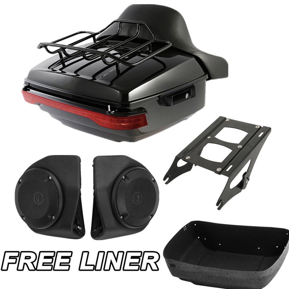 Altavoces de luz de soporte de almohadilla de maletero Black King aptos para Harley Touring 14-Up Foto 1 de 4