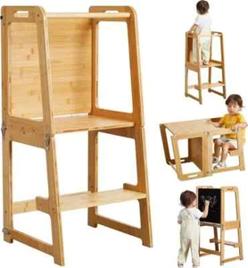 4-in-1 Standing Tower for Toddlers and Kids 1-6 Years, Bamboo Kitchen Learnin... - Picture 1 of 2