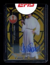 Carrie Fisher Signed Topps Star Wars High Tek Gold Diffractor AUTO 9/50 Leia