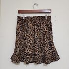 SIENNA SKY Skirt Leopard Print Ruffle Elastic Waist Lined sz Large Multicolor 