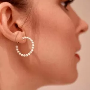 Orecchini Cerchi & Altri Accessibili - Finto Diamante, Perla, Tono Oro - Orecchini Moda - Foto 1 di 29