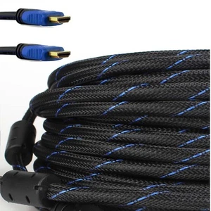 Premium 75ft HDMI Cable braided For BLURAY 3D DVD PS4 XBOX LCD Blue HDTV 1080P - Picture 1 of 2