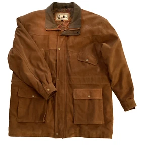 Excelled Genuine Leather Travel Coat Rusty Brown Front Pockets w Flap Zip Snap - Picture 1 of 21