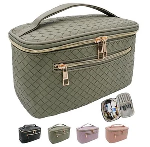 Travel Makeup Bag Organizer Pouch Woven, Large Capacity Travel Toiletry Bag f... - Picture 1 of 5