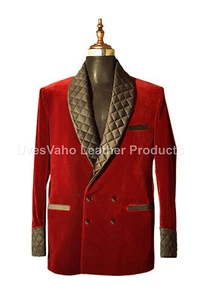 Men Maroon Smoking Jackets Elegant Luxury Stylish Designer Party Wear Blazer - Picture 1 of 4