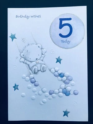 Tarjeta de 5 cumpleaños edad 5 niño hijo bisnieto hermano sobrino primo 20 x 14 cm Foto 1 de 4