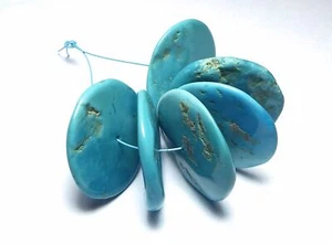 6 pcs SLEEPING BEAUTY TURQUOISE 22-24mm Rondelle Beads NATURAL COLOR /d76 - Picture 1 of 3
