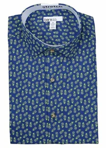 Bar III Pineapples Max Stretch Slim Fit Cotton Long Sleeve Button Down Shirt NWT - Picture 1 of 2