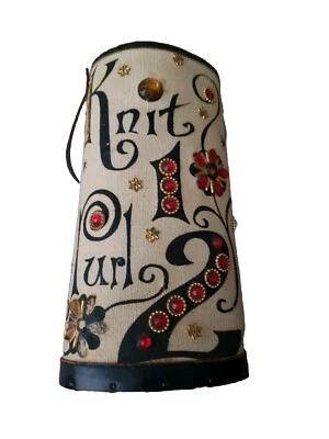 VTG 60s Enid Collins Knit 1 Purl 2 Knitting Tote Bag Stitch Sew Craft MCM FLAWS - Image 1 of 4