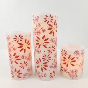 Temp-tations 3er Set flammenlose Kerzensäulen Cranberry - Bild 1 von 8