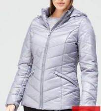 V by Very Womens Lightweight Padded Coat UK12 - Shiney Grey  - Hooded - RRP £55