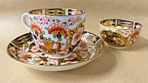 Antigua corona de porcelana derby stevenson hancock tyg mango taza con platillo - Imagen 1 de 9