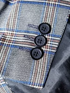 42R NWOT Gray Blue Orange Glen Check viscose Tweed Jacket Blazer Sport Coat - Picture 1 of 6