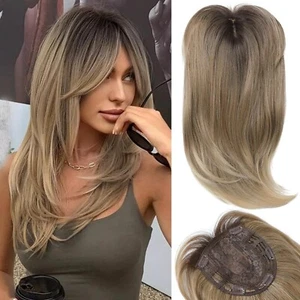 Gorra 6.3"x6.3" Marrón Ombre Rubio Moda Sintético Topper para Mujer Clip 18" - Imagen 1 de 18